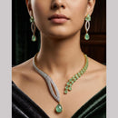 Tanish Art Jewellery Gold Plated Stunning American Diamond Royal Necklace Set