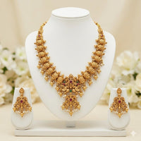 Tanish Art Jewellery Pota Stone And Pearl Necklace Set