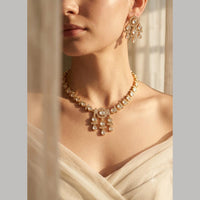 Tanish Art Jewellery Premium Polki Kundan And Austrian Stone Necklace Set