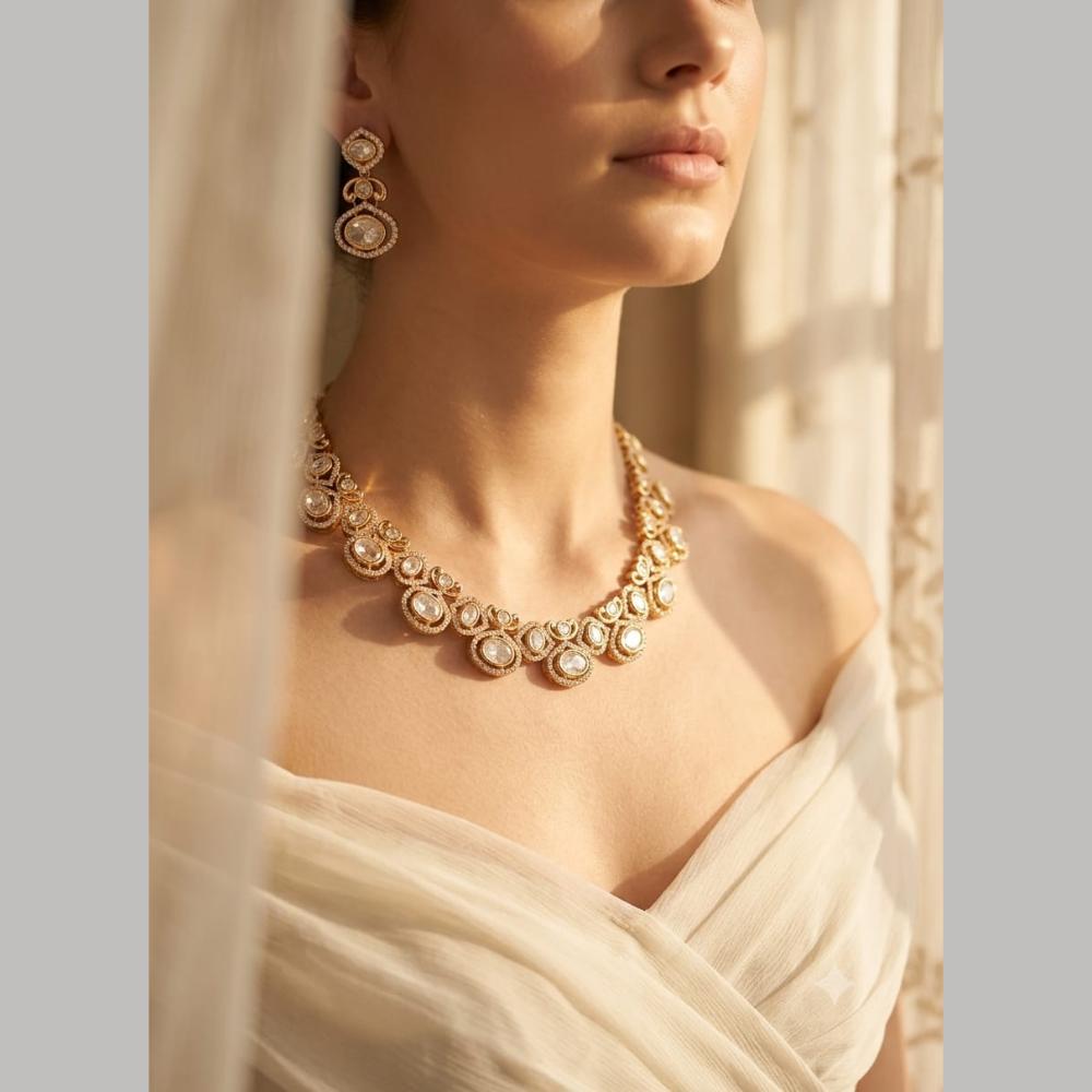Tanish Art Jewellery Premium Polki Kundan Necklace Set