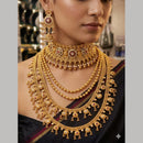 Tanish Art Jewellery Elegant Pota Stone And Pearl Multi  Layer Necklace Set for Women