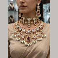 Tanish Art Jewellery Grand Polki Kundan Pearl And Beads Double Necklace Set