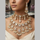 Tanish Art Jewellery Grand Polki Kundan Pearl And Beads Double Necklace Set