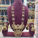 Tanish Art Jewellery Traditional Pota Stone And Pearl Temple Long Necklace Set 