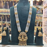 Tanish Art Jewellery Traditional Pota Stone And Pearl Temple Long Necklace Set 