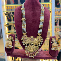 Tanish Art Jewellery Traditional Pota Stone And Pearl Temple Long Necklace Set