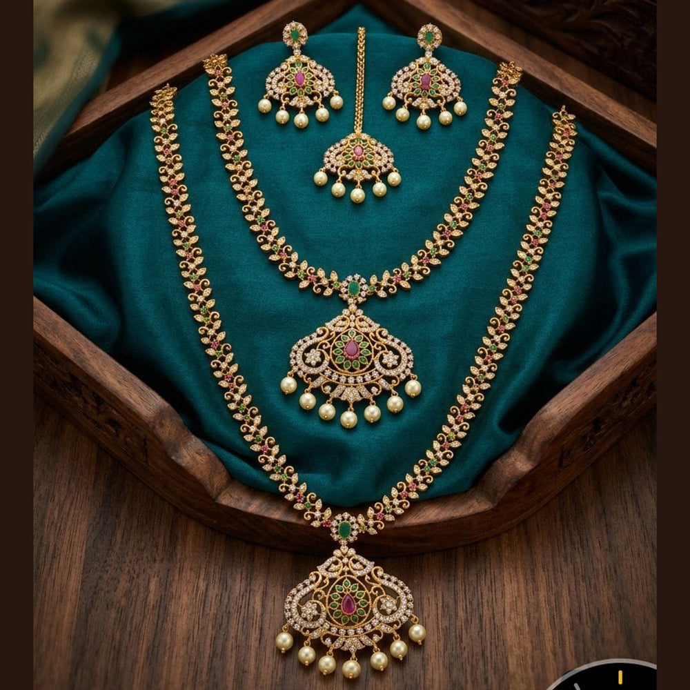 Tanish Art Jewellery Royal Pota Stone And Pearl Double Necklace Set