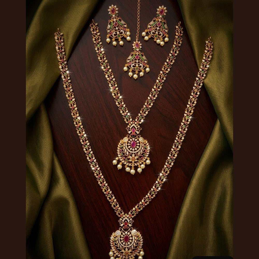 Tanish Art Jewellery Royal Pota Stone And Pearl Double Necklace Set