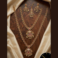 Tanish Art Jewellery Royal Pota Stone And Pearl Double Necklace Set