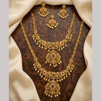 Tanish Art Jewellery Royal Pota Stone And Pearl Double Necklace Set