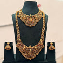 Tanish Art Jewellery Premium Pota Stone And Pearl Double Necklace Set With Earrings