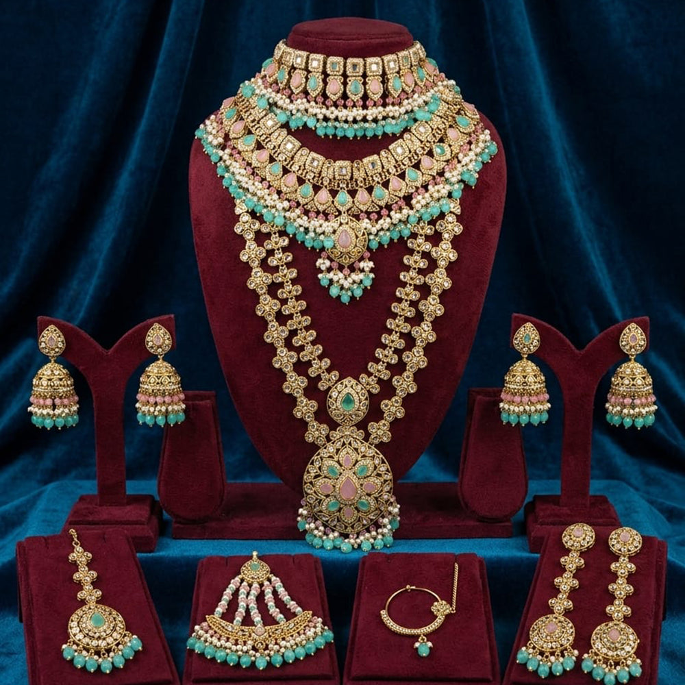 Tanish Art Jewellery Grand Crystal Stone And Beads Bridal Jewellery Set