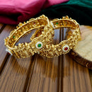 Tanish Art Jewellery Graceful Pota Stone And Pearl Openable Bangles Set