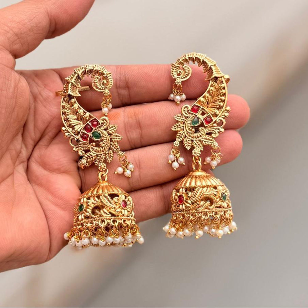 Tanish Art Jewellery Traditional Pota Stone And Pearl Earcuff Jhumki Earrings