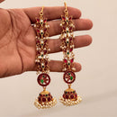 Tanish Art Jewellery Designer Pota Stone Pearl Kan Chain Jhumki Earrings