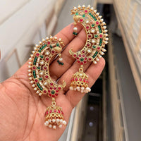 Tanish Art Jewellery Traditional Pota Stone And Pearl Earcuff Jhumki Earrings