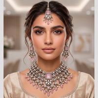 Tanish Art Jewellery Wedding Pota Stone Pearl And Beads Necklace Set for Women