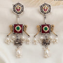 Tanish Art Jewellery 2 Tone Plated Pota Stone And Pearl Dangler Earrings