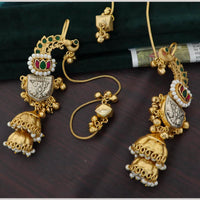 Tanish Art Jewellery Traditional 2 Tone Plated Kundan Stone And Pearl Jhumki Earrings