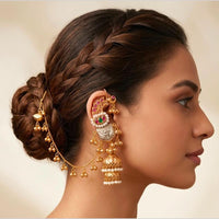 Tanish Art Jewellery Traditional 2 Tone Plated Kundan Stone And Pearl Jhumki Earrings