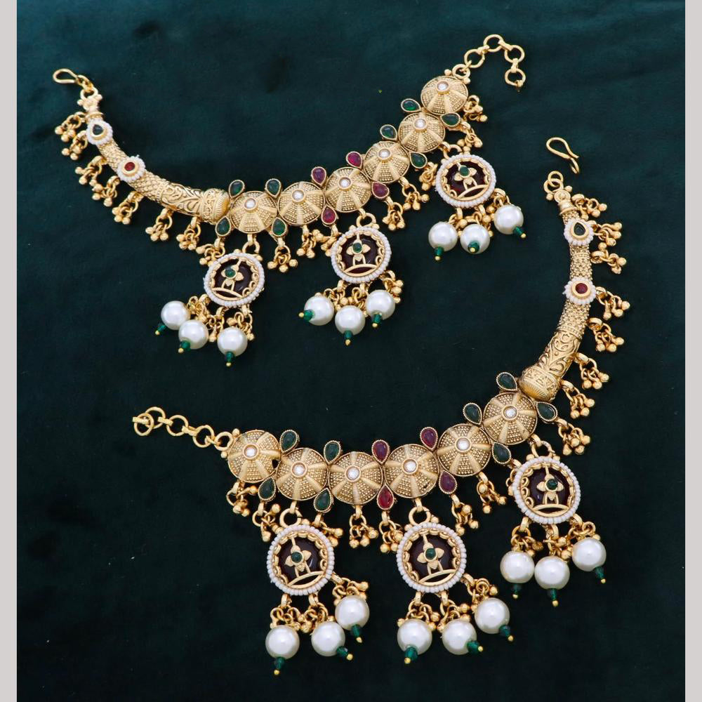 Tanish Art Jewellery Pota Stone Pearl & Beads Kan Chain for Women
