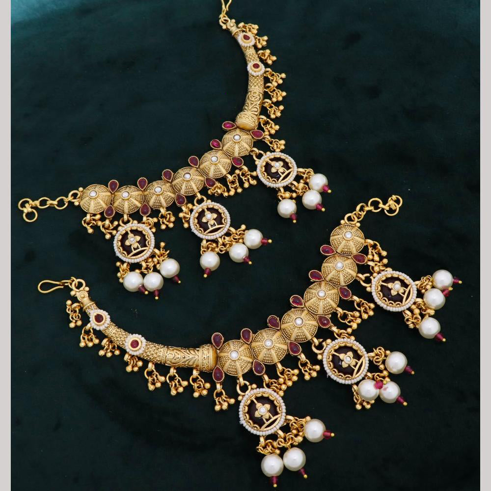 Tanish Art Jewellery Pota Stone Pearl & Beads Kan Chain for Women