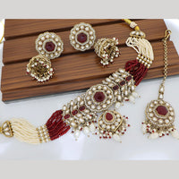 Tanish Art Jewellery Grand Pota Stone And Pearl Choker Necklace Set