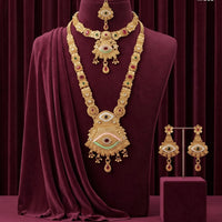 Tanish Art Jewellery Heritage Pota Stone And Pearl Double Meenakari Necklace Set