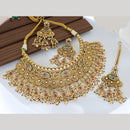 Tanish Art Jewellery Statement Pota Stone And Pearl Choker Neckalce Set
