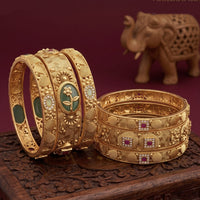 Tanish Art Jewellery Heritage Pota Stone Bangles Set