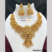 Tanish Art Jewellery Statement Pota Stone And Pearl Temple Neckalce Set