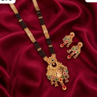 Tanish Art Jewellery Elegant Pota Stone Pearl And Beads Meenakari Mangalsutra Set