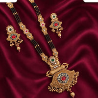 Tanish Art Jewellery Elegant Pota Stone Pearl And Beads Meenakari Mangalsutra Set