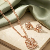 Tanish Art Jewellery American Diamond Chain Pendant Set 