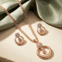 Tanish Art Jewellery American Diamond Chain Pendant Set 