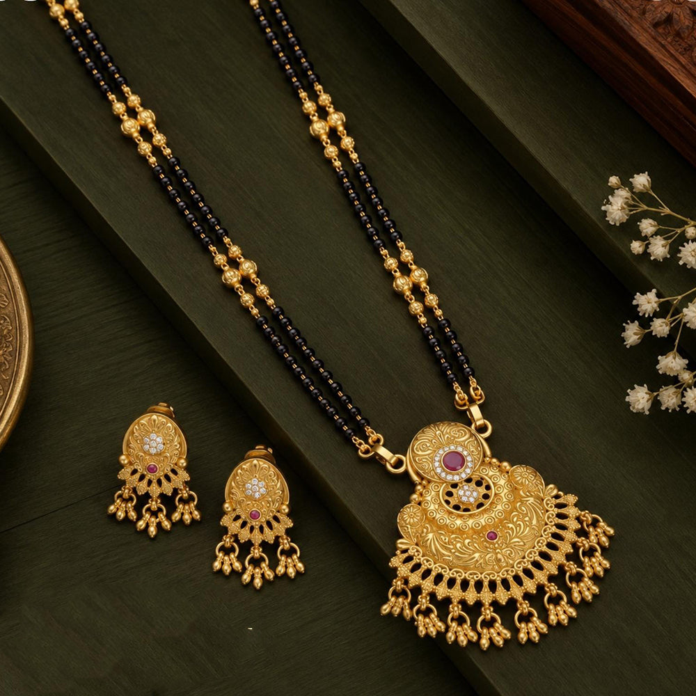 Tanish Art Jewellery Elegant Austrian Stone And Pota Stone Beads Mangalsutra Set