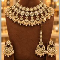 Tanish Art Jewellery Traditional Pota Stone And Beads Choker Necklace Set