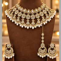Tanish Art Jewellery Traditional Pota Stone And Beads Choker Necklace Set
