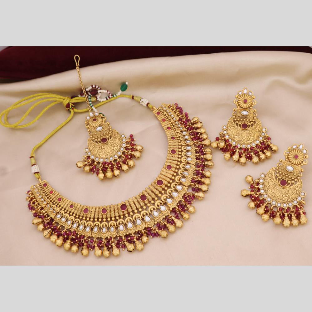 Tanish Art Jewellery Traditional Pota Stone And Beads Choker Necklace Set