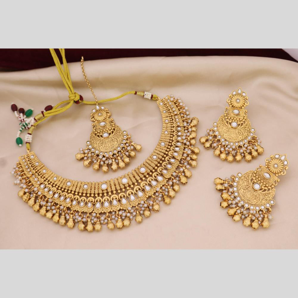 Tanish Art Jewellery Traditional Pota Stone And Beads Choker Necklace Set