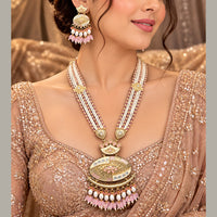 Tanish Art Jewellery Traditional Pota Stone And Beads Meenakari Long  Necklace Set