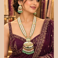 Tanish Art Jewellery Traditional Pota Stone And Beads Meenakari Long  Necklace Set