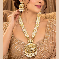 Tanish Art Jewellery Traditional Pota Stone And Beads Meenakari Long  Necklace Set