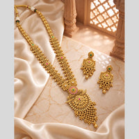 Tanish Art Jewellery Traditional Pota Stone And Beads Long  Necklace Set