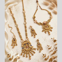 Tanish Art Jewellery Traditional Pota Stone And Beads Meenakari Double Necklace Set