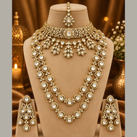 Tanish Art Jewellery American Diamond Dual Layer Designer Necklace Set
