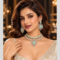 Tanish Art Jewellery Designer American Daimond Choker Necklace Set