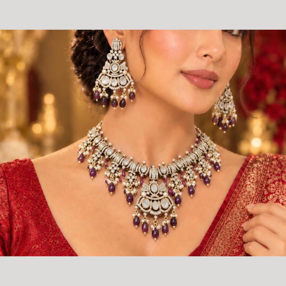 Tanish Art Jewellery Bridal Fashion Polki Kundan Stone And Beads Choker Necklace Set