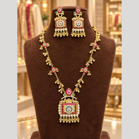 Tanish Art Jewellery Classic Pota Stone And Pearl Necklace Set for Women