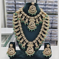 Tanish Art Jewellery Classic Pota Stone And Pearl Double Necklace Set for Women